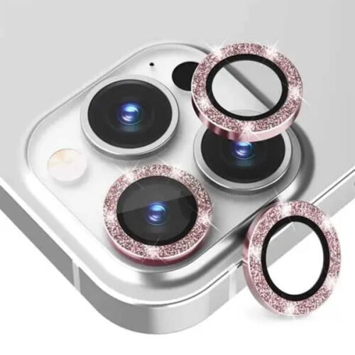 iPhone13Pro/Pro Max linsedeksel rosa glitter