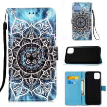 iPhone13 lommebokdeksel med blått mandala-design