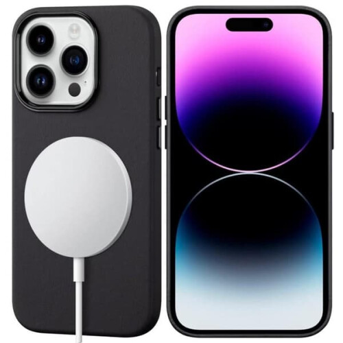 iPhone15Pro Max støtsikkert MagSafe-deksel vegansk skinn