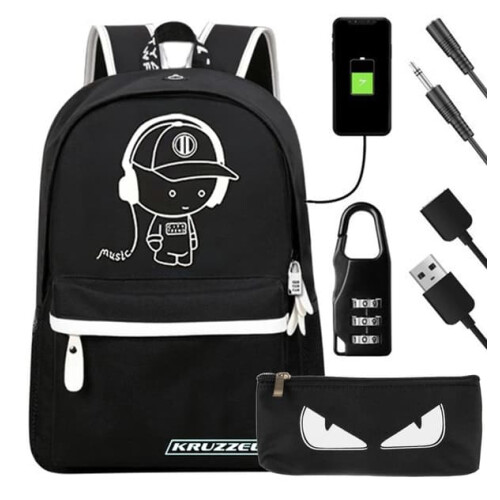 Mochila com LED e Cadeado com Código 19L Preta