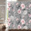 Blomsterbruseforhæng lyserød grå 180x180cm 1