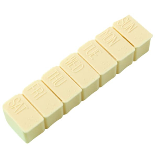 Scatola dei medicinali beige a 7 scomparti settimanale