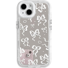 Etui na iPhone'a 13 z uroczym lustrzanym kokardką i wzorem w serduszka
