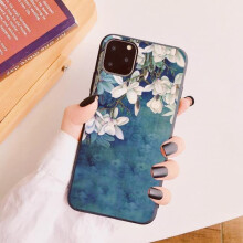 iPhone13Pro Max-deksel silikon blått hvitt blomstermønster én størrelse