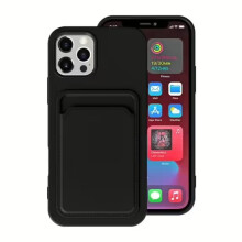 Silikonowe etui z uchwytem na kartę do iPhone'a 16Pro, czarne
