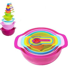 Conjunto de Tigelas para Misturar, Coador de Cozinha Colorido, 10 peças