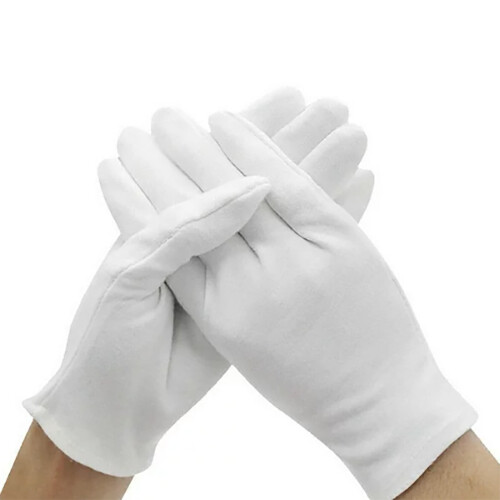 Luvas femininas de algodão branco respiráveis para trabalho e para usar com joias.