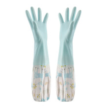 Rubber Cleaning Gloves with Lining, Waterproof, 1 Pair