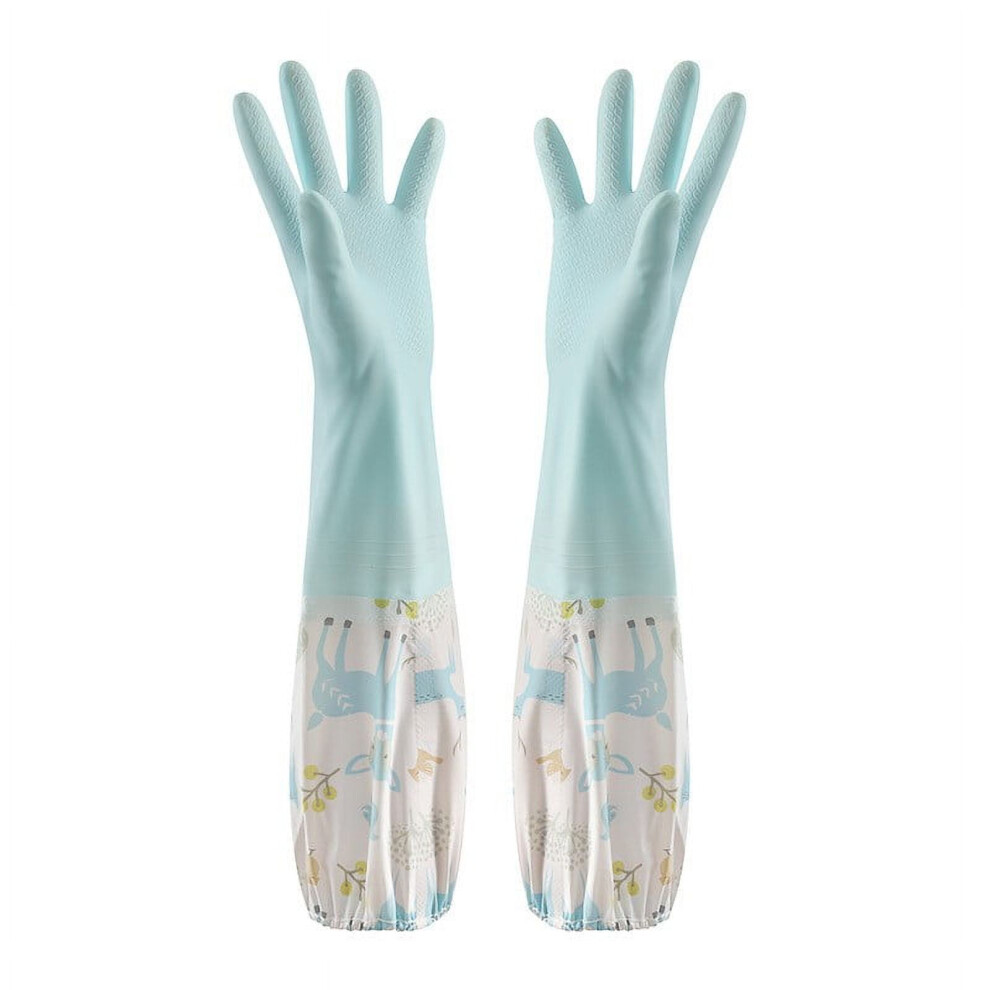 Rubber Cleaning Gloves with Lining, Waterproof, 1 Pair