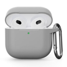 Silikonowe etui AirPods4Case z karabińczykiem w kolorze szarym
