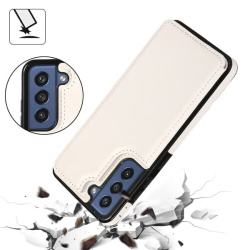 Samsung Galaxy S21FE-deksel med kortholder, hvitt