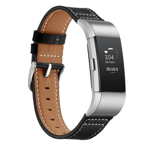 Ekte skinnrem til Fitbit Charge2, svart