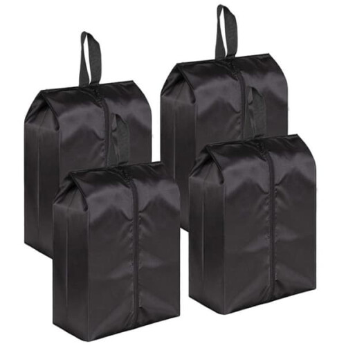 Bärbara skoväskor med dragkedja, 4-pack, svarta