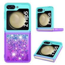 Etui SKALO TPU do Samsunga Z Flip5Quicksand Glitter Hearts