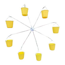 Brinquedo giratório em forma de carrossel de pássaros com comedouro.