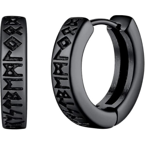 Σκουλαρίκια κρίκοι Viking Runes 12mm Huggie με κουτί δώρου