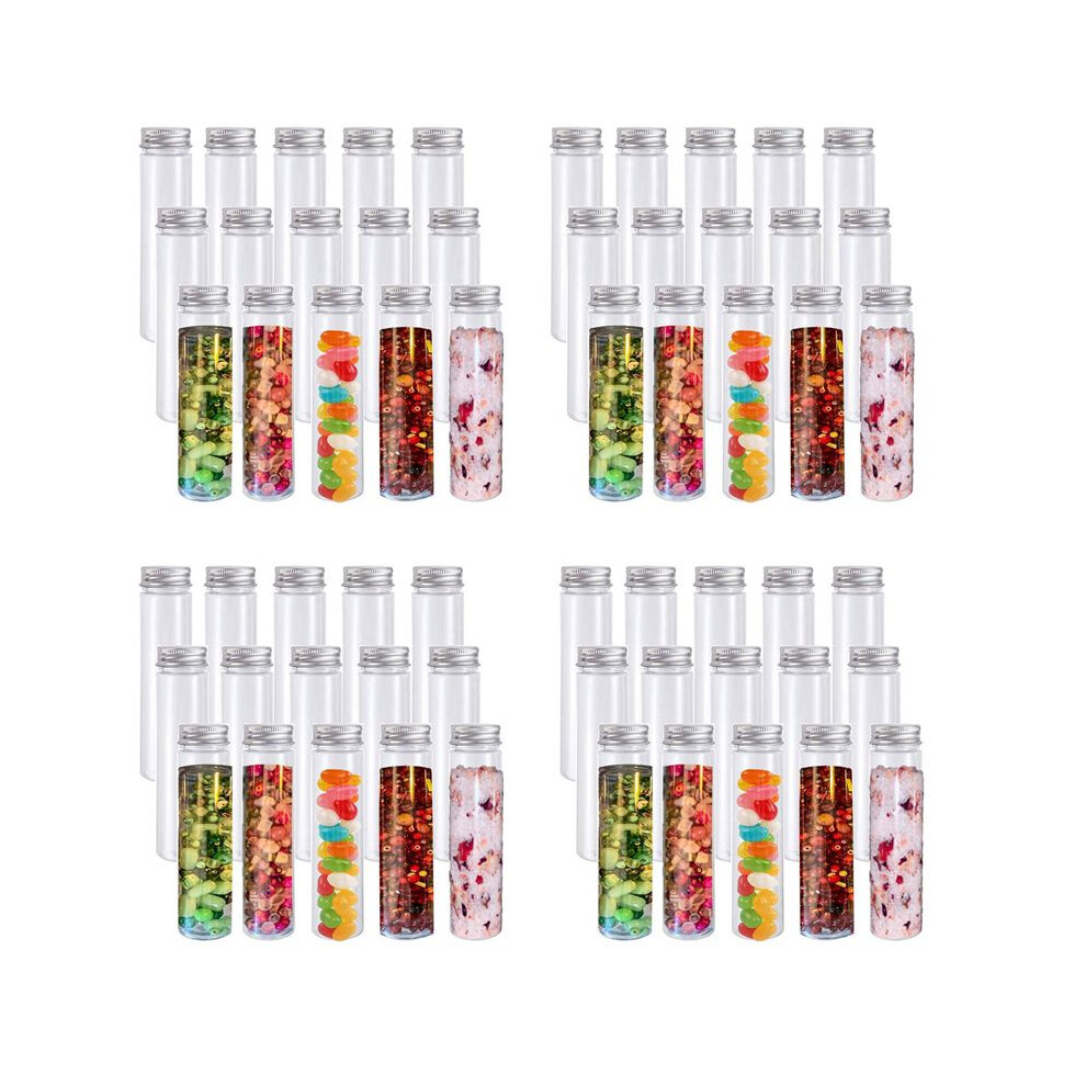 60Pcs 110Ml Plastic Test Tube,Clear Flat Test Tubes,Plastic Test Tubes With Screw Caps For Candy,Beans,Party Decor 4711579438762