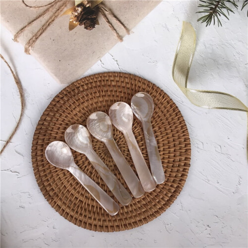 Σετ 6 κουταλιών χαβιαριού Mop Mop 12cm x 2.2cm με στρογγυλή λαβή για μαργαριτάρι 2