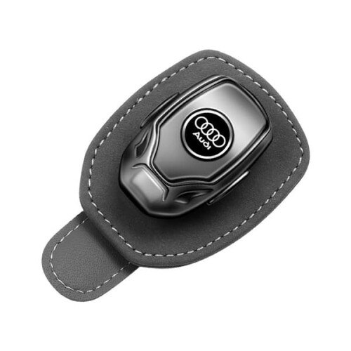 Car Sunglasses Holder for Audi Grey Leather Visor Mount