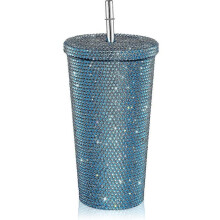 Μπλε ποτήρι με γκλίτερ και καπάκι 20oz