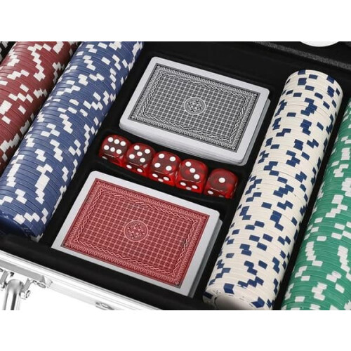 Poker Set with Bag Silver 300 Chips 2