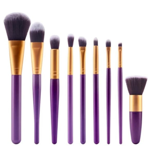 Set di pennelli KABUKI-MINERALS, viola e oro, 9 pezzi