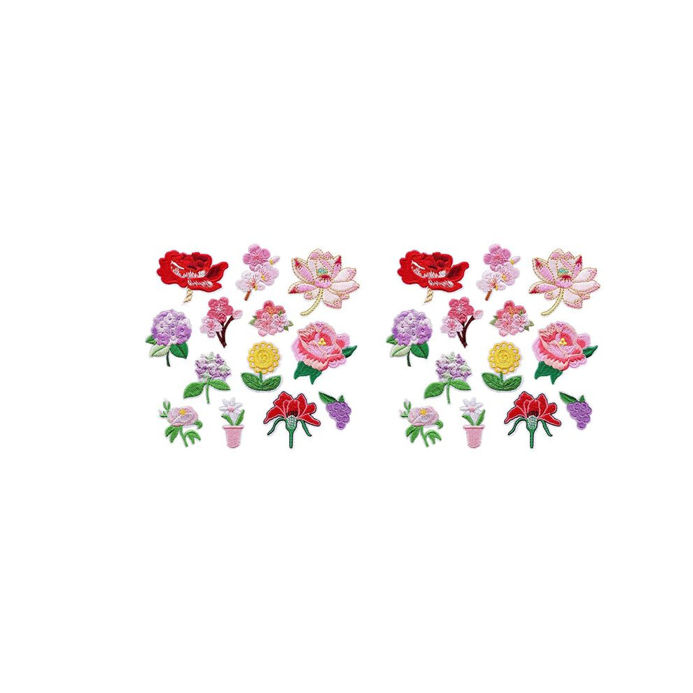 26 Pcs Iron Patches Flower Appliques Stickers, Flower Basket Embroidery Decorative Patches Applique Sew Patches 6033698405820