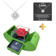 Sommer-Schnäppchen 2024! TUOBARR Geschenkbox mit konservierten roten Rosen in Fruchtform, inklusive Kette und Karte – perfekt für Sie, Mutter,