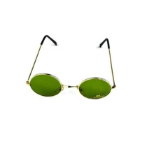Runde grüne Sonnenbrille mit goldenem Rahmen