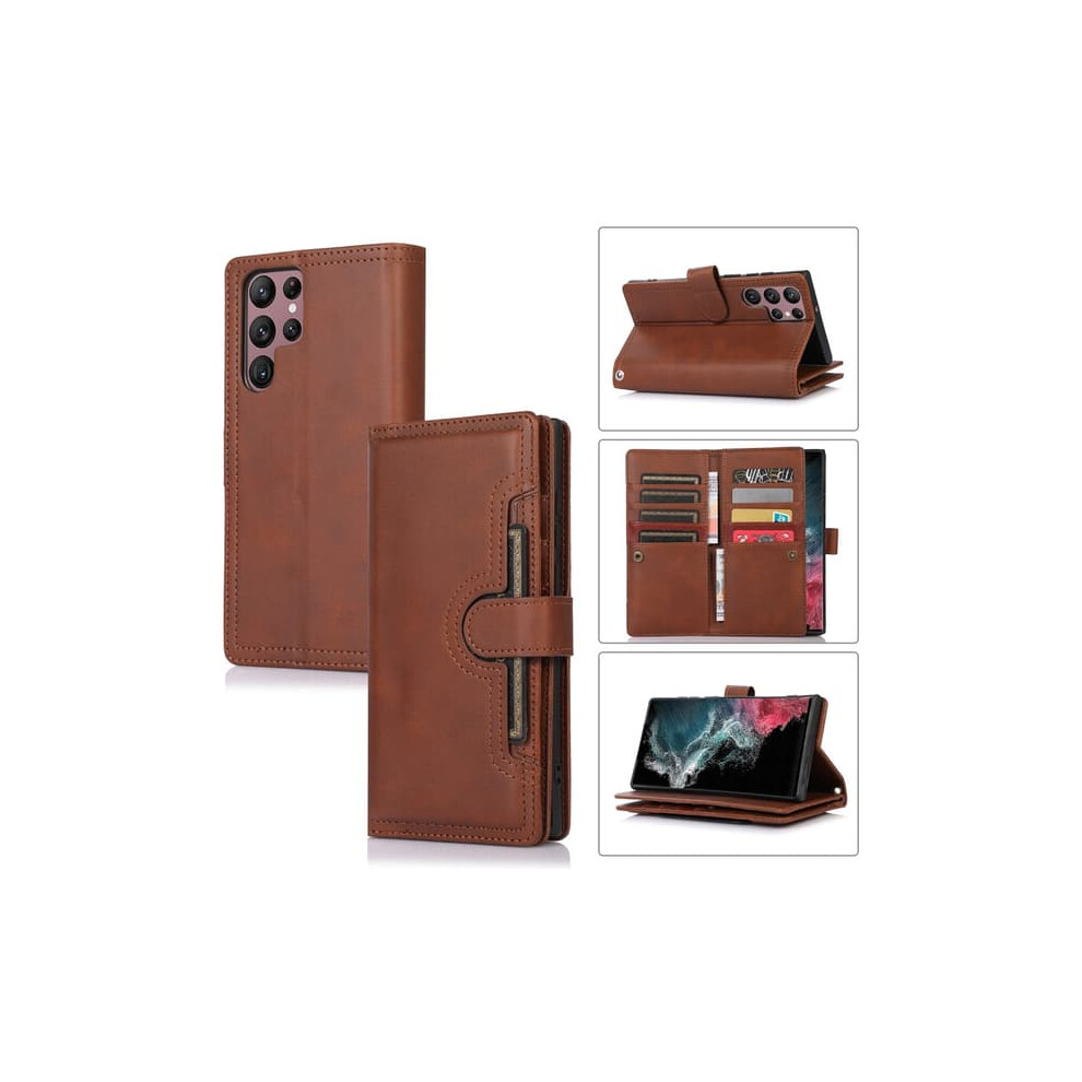 Wallet Case For Samsung Galaxy S22 Ultra Brown 962125348330