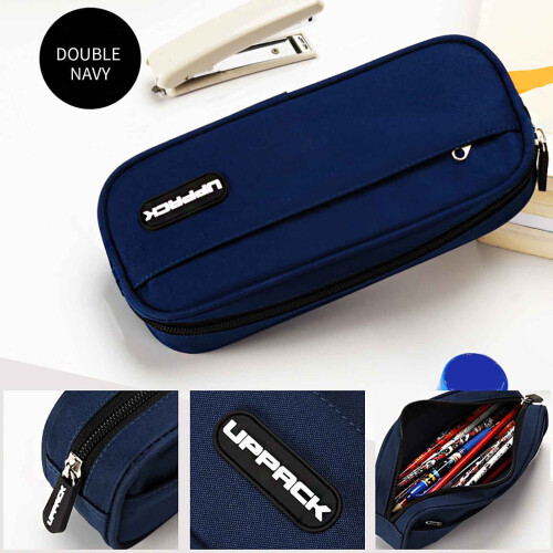 Cailmei double layer pencil case blue