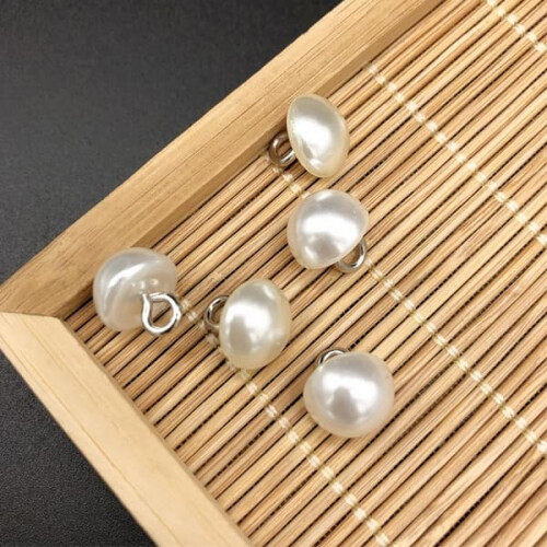 Imitation Pearl Buttons Pure White Silver Tone 12pcs 2