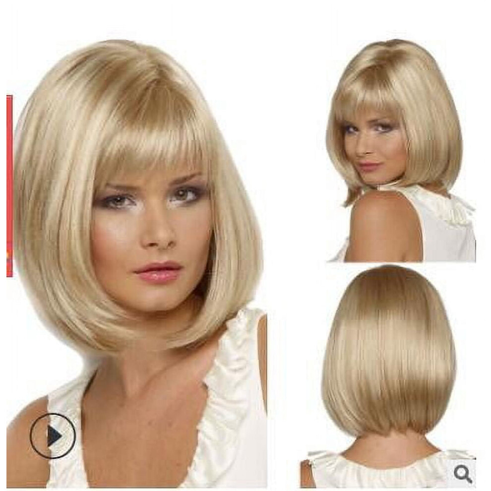 KAGAYD Golden Short Human Hair Wig for Women