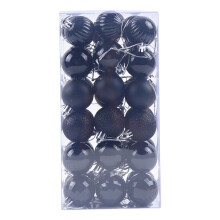 Black Christmas Tree Balls Shatterproof Plastic 36 pcs 4 cm