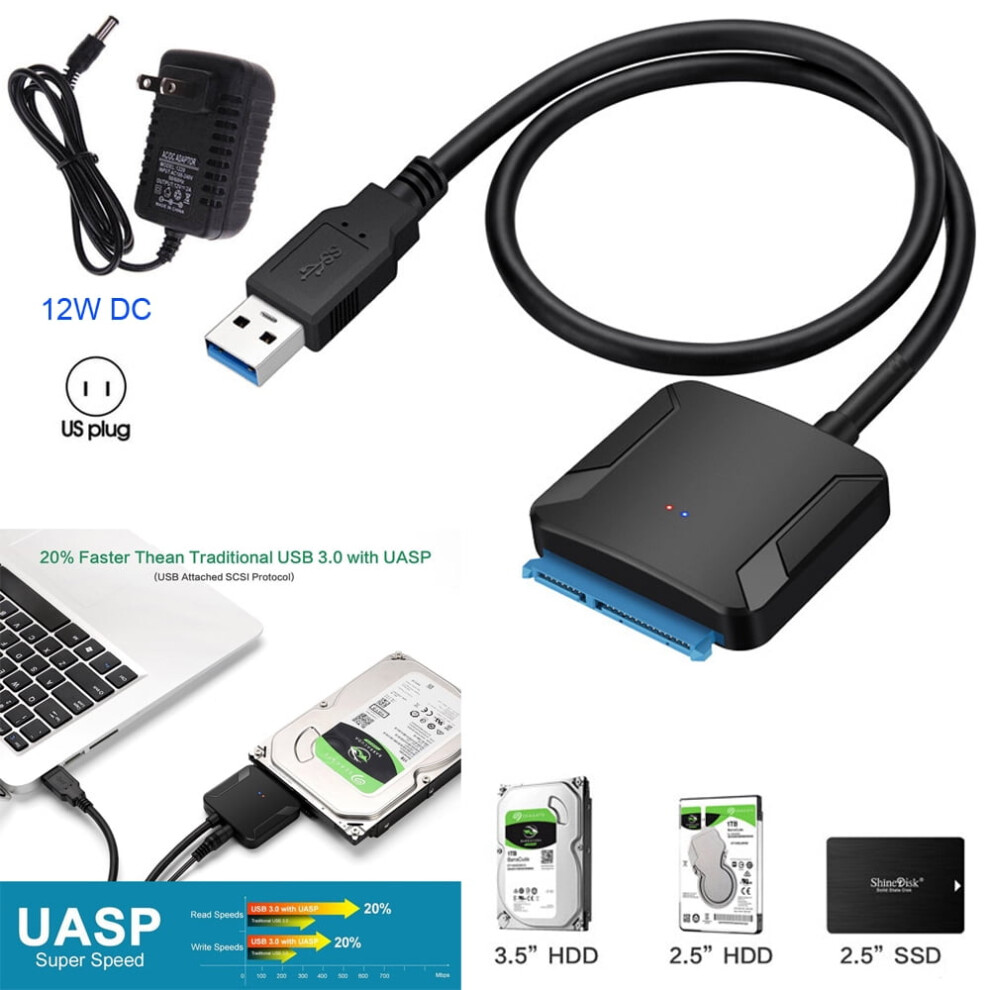Hdd Ssd Adapter Sata To Usb 3.0 2.5/3.5 Inch 940684097982
