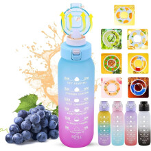 Botella de agua de vidrio HTHJSCO de 1 litro con 7 cápsulas de sabor