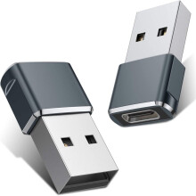 Šedý USB na USB C adaptér (2 ks), kompatibilní s Apple Watch Ultra, iWatch 7/8/SE, iPhone 14/13/12/11, AirPods, iPad Air, Samsung S23/S22