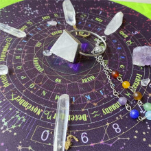Divination Mat, Round Shape Starry Sky Letter Rubber Astrology Pendulum Mat(Size:8.66 Inches)
