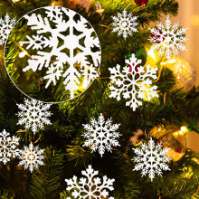 Christmas Tree Decorations White Snowflake Ornaments 12 pcs