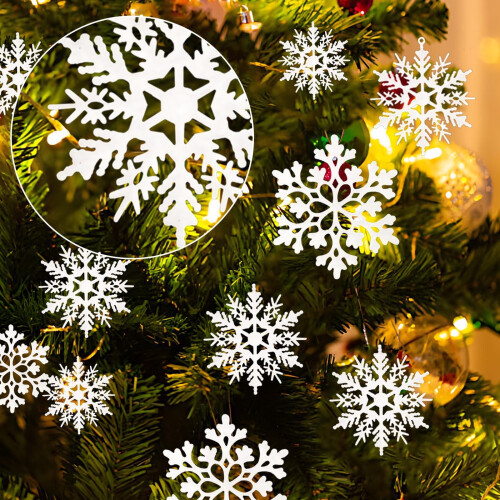 Christmas Tree Decorations White Snowflake Ornaments 12 pcs
