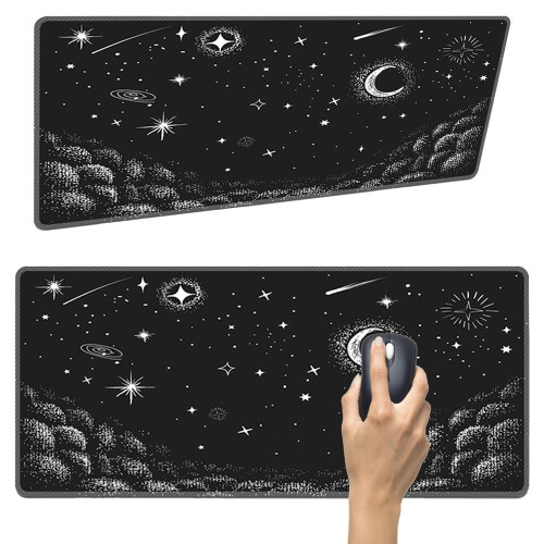 Μακρύ Mouse Pad από καουτσούκ, μαύρη, λευκή, μανιτάρι, XL, αντιολισθητική, γραφείο,