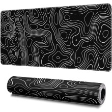 Dragon gaming muismat, zwart, groot 80 x 30 cm bureaumat met 3 mm antislip onderkant, gestikte rand voor toetsenbord en muis - compatibel met gaming