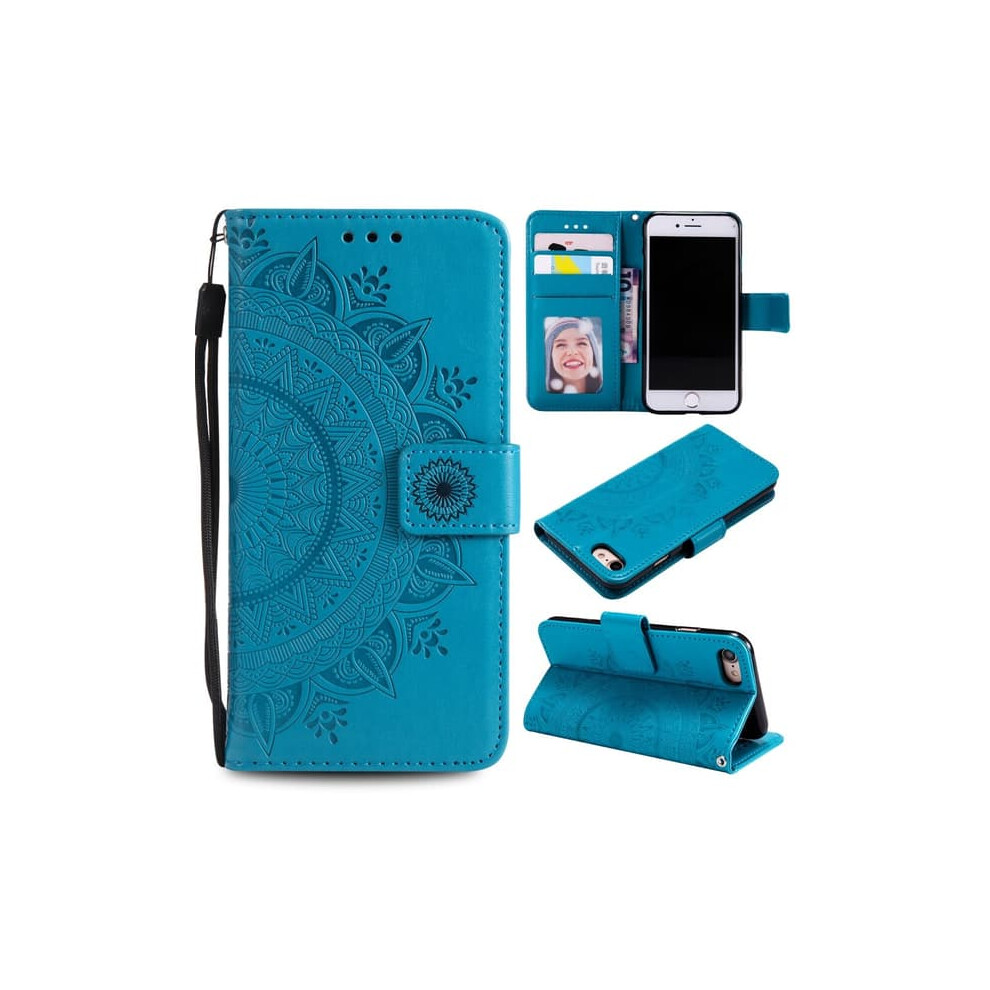 Mandala Wallet Case For Iphone 7/8/Se 2020 2022 Blue 962125340839