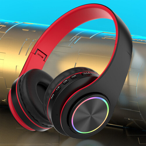 Ασύρματα ακουστικά Bluetooth Avtoify Over Ear με φως RGB και μικρόφωνο, πτυσσόμενα ακουστικά