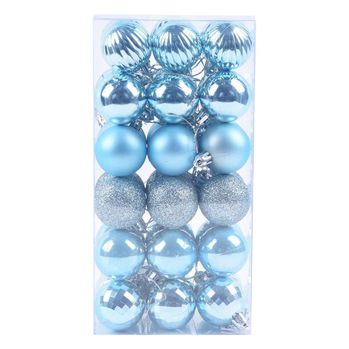 Light Blue Christmas Tree Balls Plastic 36PCS 4cm