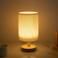 Lampe de chevet minimaliste avec abat-jour en tissu et pied en bois