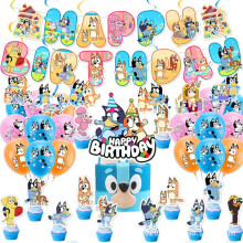 Bluey birthday party decorations banner cake balloons