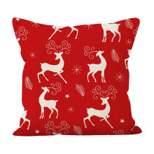 Kerstkussenhoezen 18x18 cm, katoenen kerstkussenhoes voor de bank, woondecoratiecadeau - past bij kerstversieringen