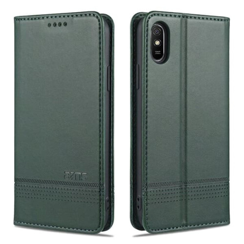 Compatível com Xiaomi Redmi 9AT - Capa carteira profissional e prática, verde escuro.
