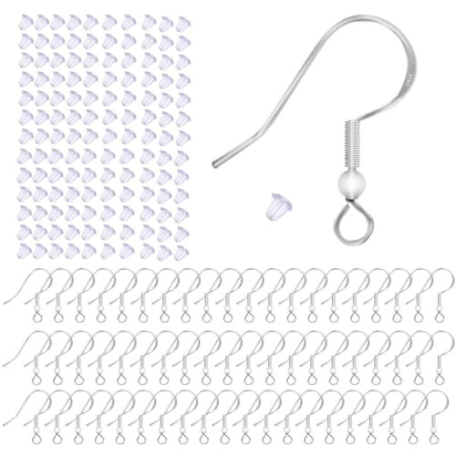 925 Sterling Silver Earring Hooks Hypoallergenic 100 pcs